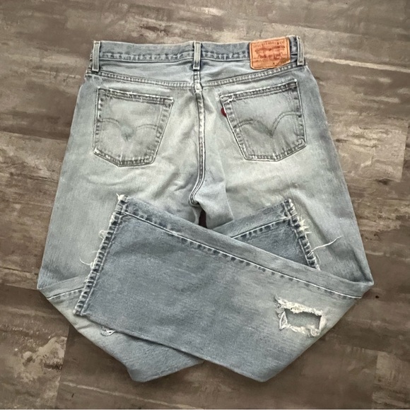 Vintage 2007 Levi’s 527 Low Bootcut Light Wash Distressed Jeans Mexico 34 X 32 - Picture 5 of 10